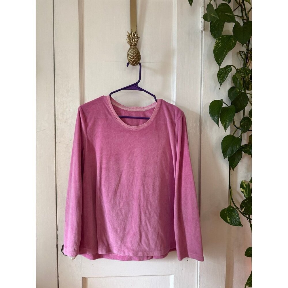 Women’s size medium, pink suede, long sleeve shirt